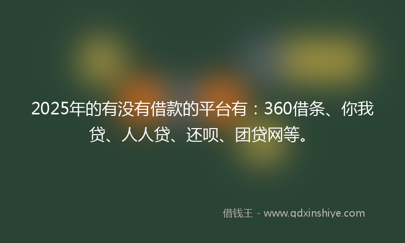 2025年的有没有借款的平台有：360借条、你我贷、人人贷、还呗、团贷网等。