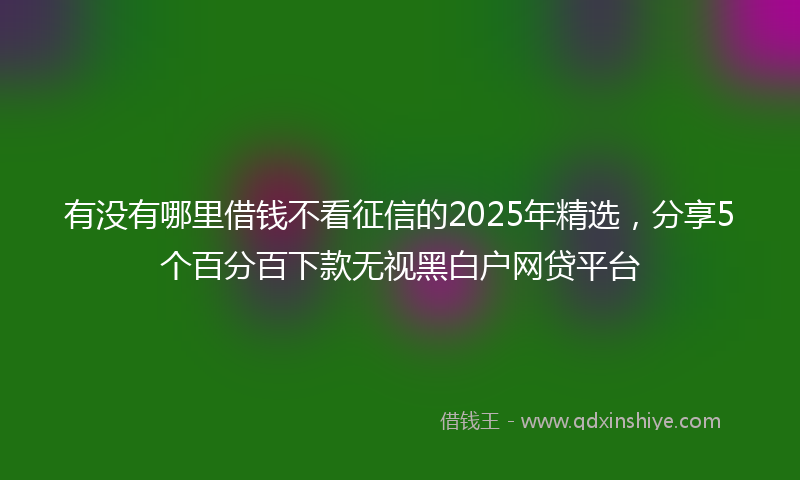 有没有哪里借钱不看征信的2025年精选，分享5个百分百下款无视黑白户网贷平台
