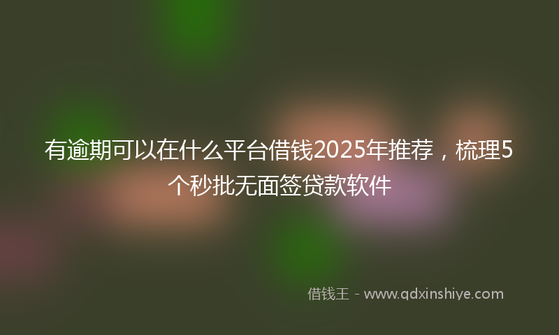 有逾期可以在什么平台借钱2025年推荐，梳理5个秒批无面签贷款软件