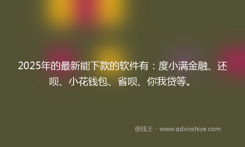 2025年的最新能下款的软件有：度小满金融、还呗、小花钱包、省呗、你我贷等。