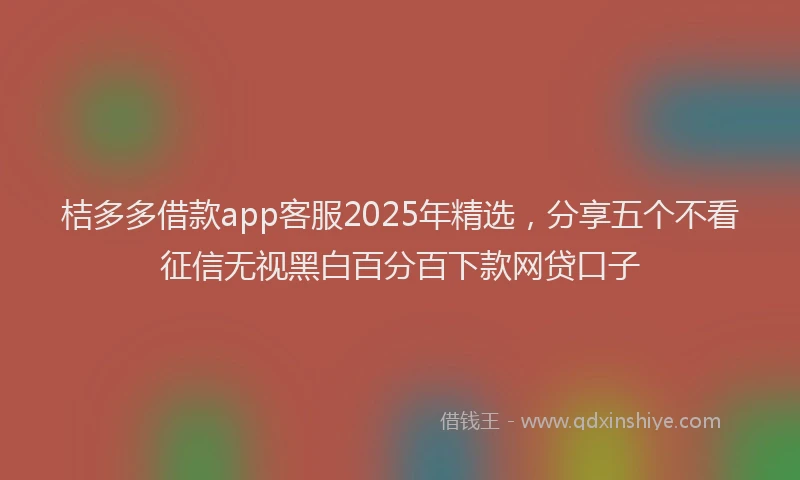 桔多多借款app客服2025年精选，分享五个不看征信无视黑白百分百下款网贷口子