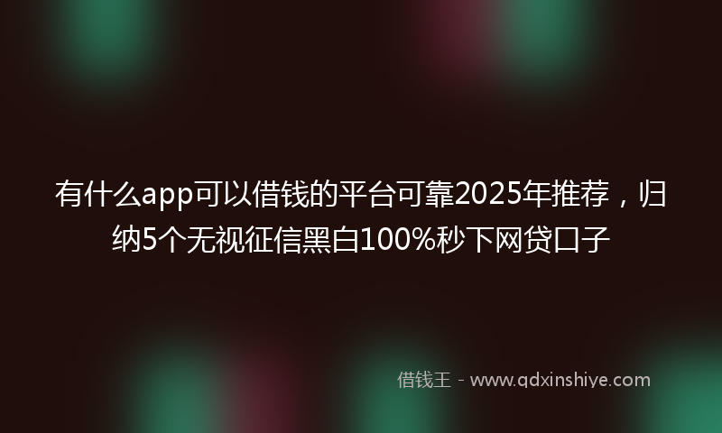 有什么app可以借钱的平台可靠2025年推荐，归纳5个无视征信黑白100%秒下网贷口子