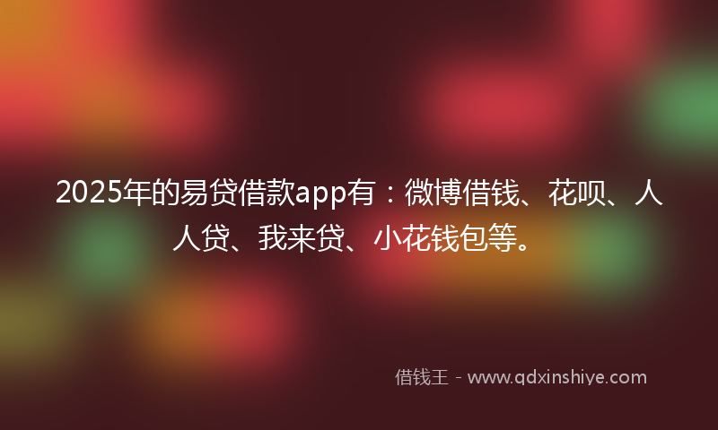2025年的易贷借款app有：微博借钱、花呗、人人贷、我来贷、小花钱包等。