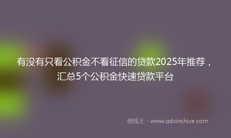 有没有只看公积金不看征信的贷款2025年推荐，汇总5个公积金快速贷款平台