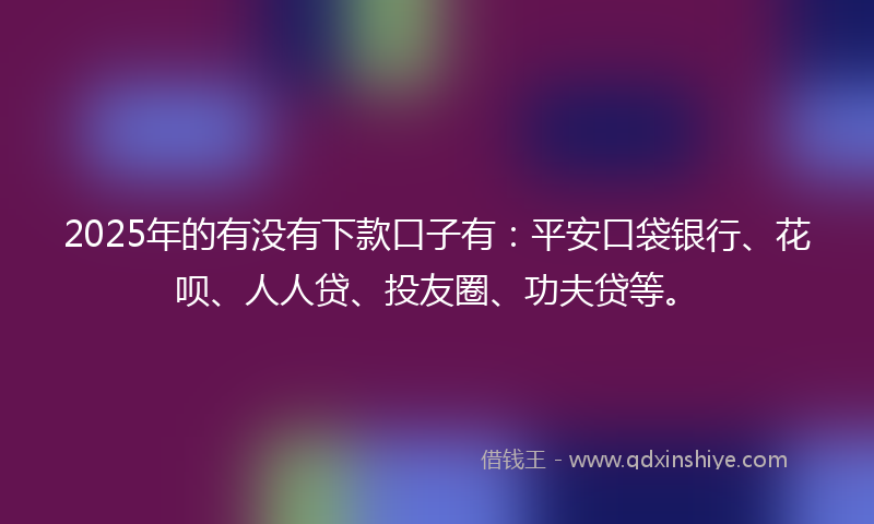 2025年的有没有下款口子有：平安口袋银行、花呗、人人贷、投友圈、功夫贷等。
