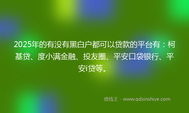 2025年的有没有黑白户都可以贷款的平台有：柯基贷、度小满金融、投友圈、平安口袋银行、平安i贷等。