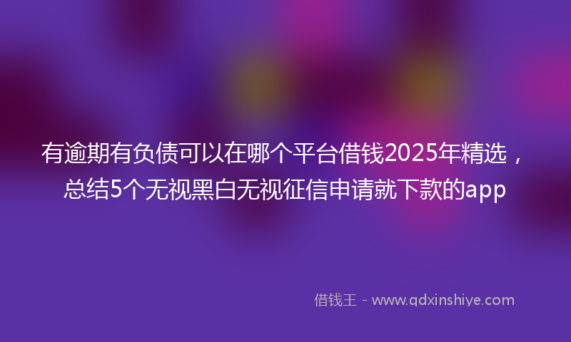 有逾期有负债可以在哪个平台借钱2025年精选，总结5个无视黑白无视征信申请就下款的app
