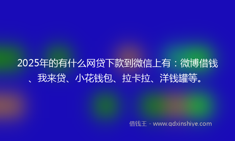 2025年的有什么网贷下款到微信上有：微博借钱、我来贷、小花钱包、拉卡拉、洋钱罐等。