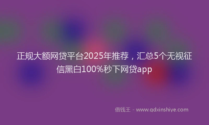 正规大额网贷平台2025年推荐，汇总5个无视征信黑白100%秒下网贷app