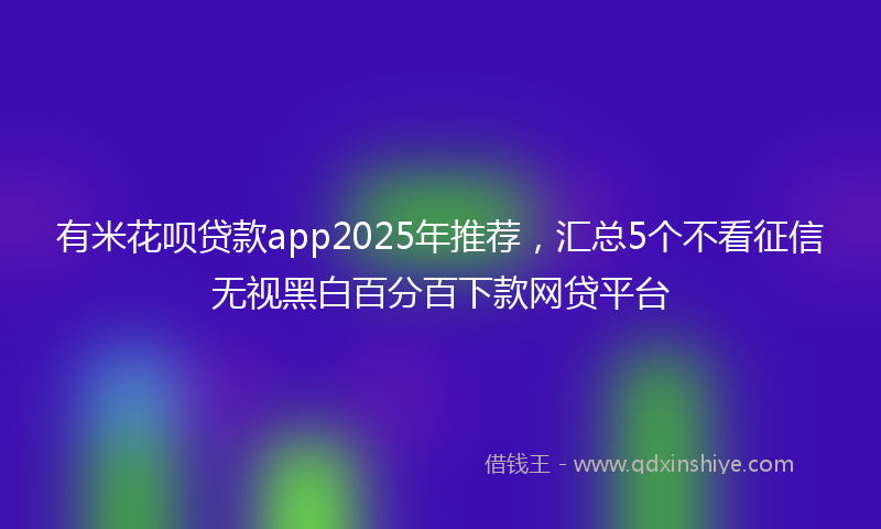 有米花呗贷款app2025年推荐，汇总5个不看征信无视黑白百分百下款网贷平台
