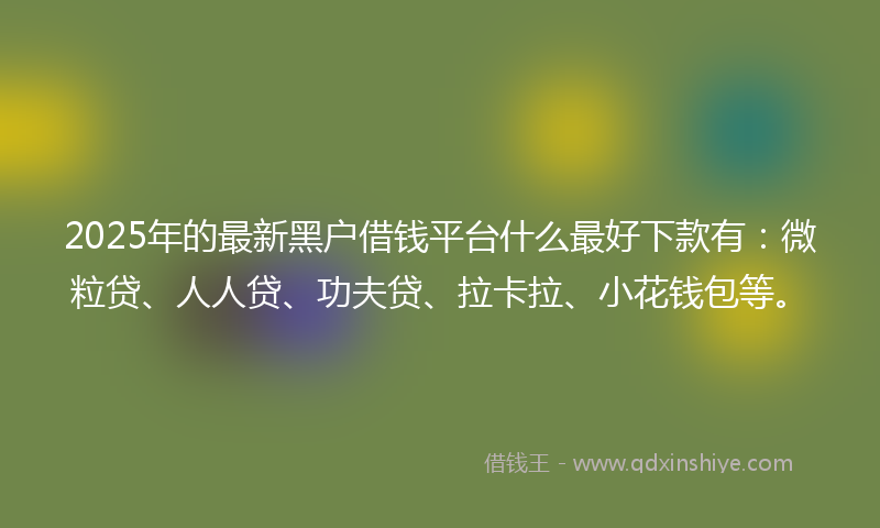 2025年的最新黑户借钱平台什么最好下款有：微粒贷、人人贷、功夫贷、拉卡拉、小花钱包等。
