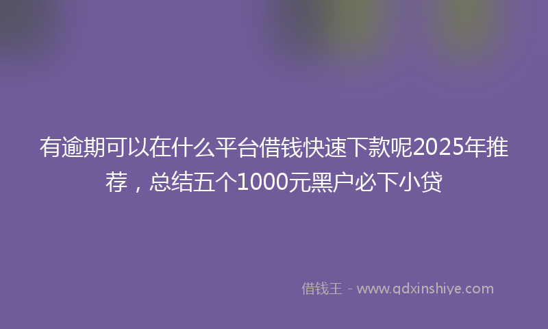 有逾期可以在什么平台借钱快速下款呢2025年推荐，总结五个1000元黑户必下小贷