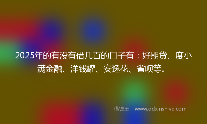 2025年的有没有借几百的口子有：好期贷、度小满金融、洋钱罐、安逸花、省呗等。