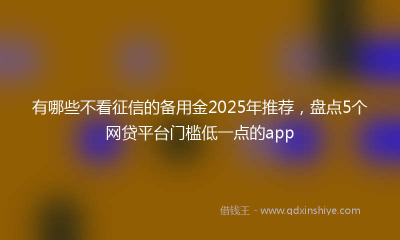 有哪些不看征信的备用金2025年推荐，盘点5个网贷平台门槛低一点的app
