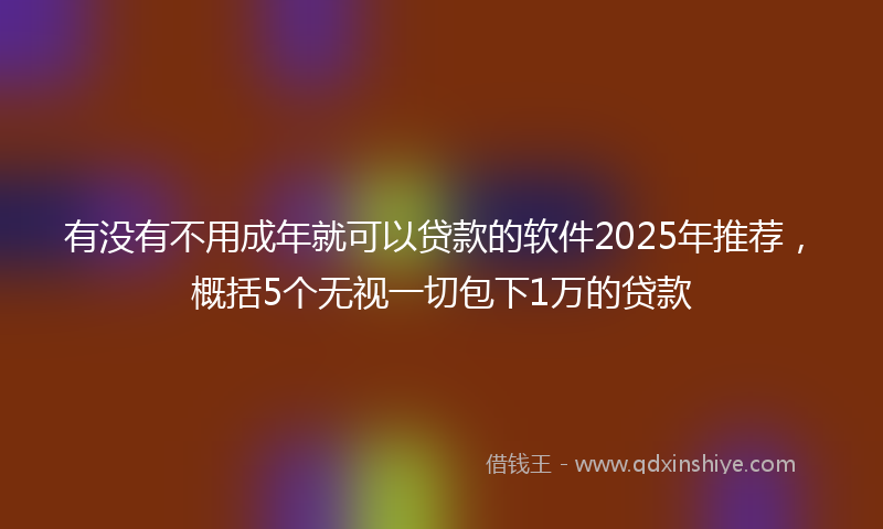 有没有不用成年就可以贷款的软件2025年推荐，概括5个无视一切包下1万的贷款