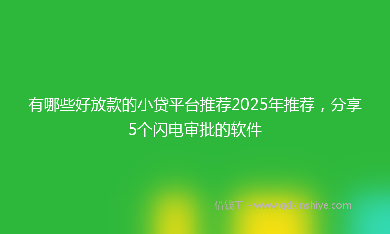 有哪些好放款的小贷平台推荐2025年推荐，分享5个闪电审批的软件