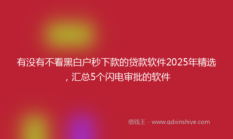 有没有不看黑白户秒下款的贷款软件2025年精选，汇总5个闪电审批的软件
