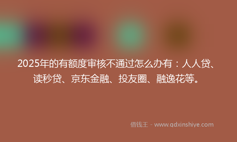 2025年的有额度审核不通过怎么办有：人人贷、读秒贷、京东金融、投友圈、融逸花等。