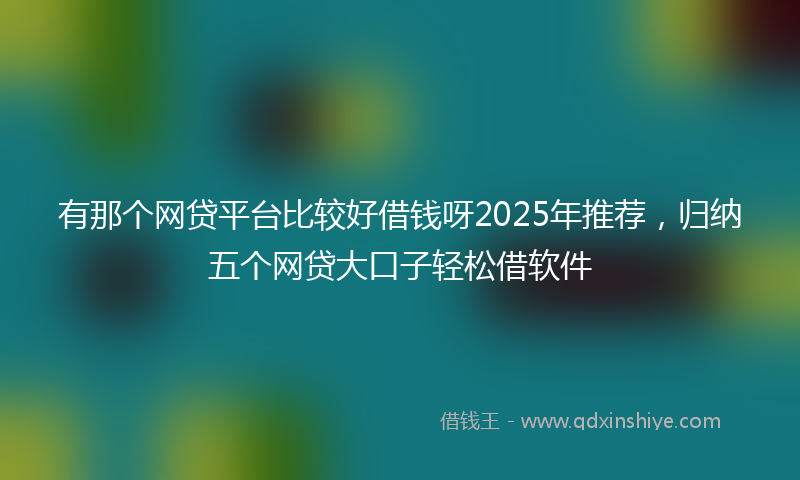 有那个网贷平台比较好借钱呀2025年推荐，归纳五个网贷大口子轻松借软件