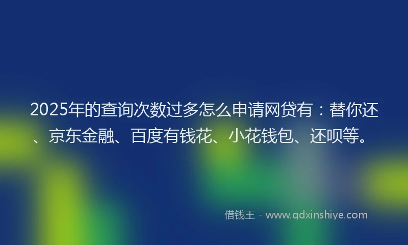 2025年的查询次数过多怎么申请网贷有：替你还、京东金融、百度有钱花、小花钱包、还呗等。