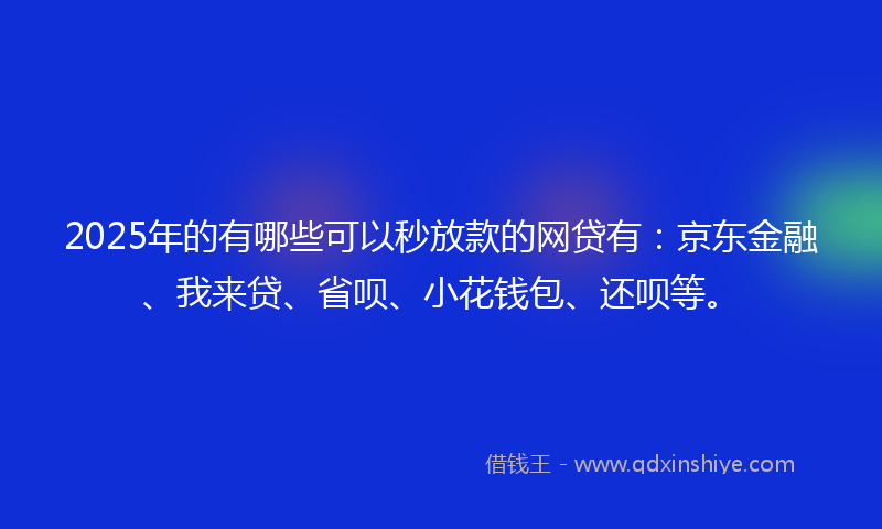 2025年的有哪些可以秒放款的网贷有：京东金融、我来贷、省呗、小花钱包、还呗等。