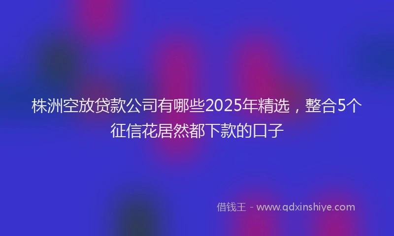 株洲空放贷款公司有哪些2025年精选，整合5个征信花居然都下款的口子