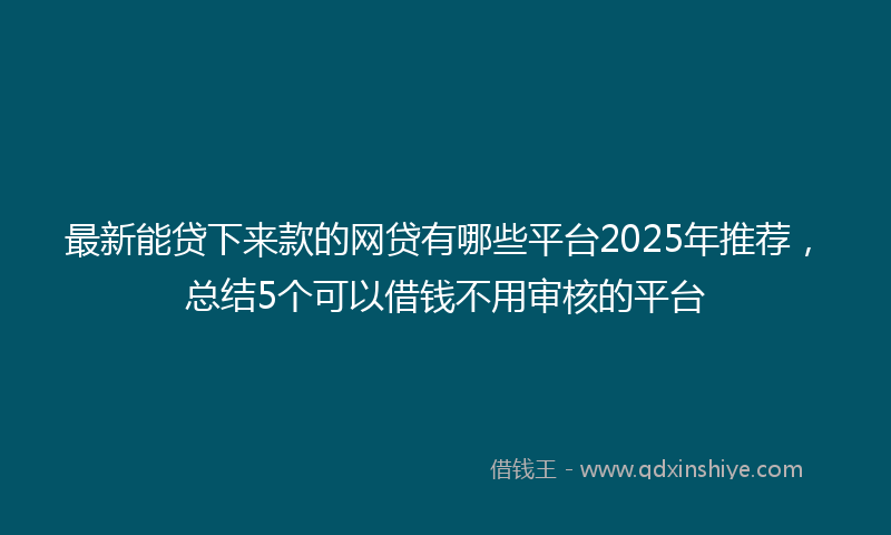 最新能贷下来款的网贷有哪些平台2025年推荐，总结5个可以借钱不用审核的平台