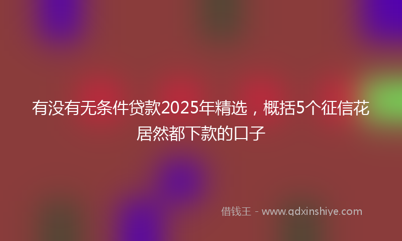 有没有无条件贷款2025年精选，概括5个征信花居然都下款的口子