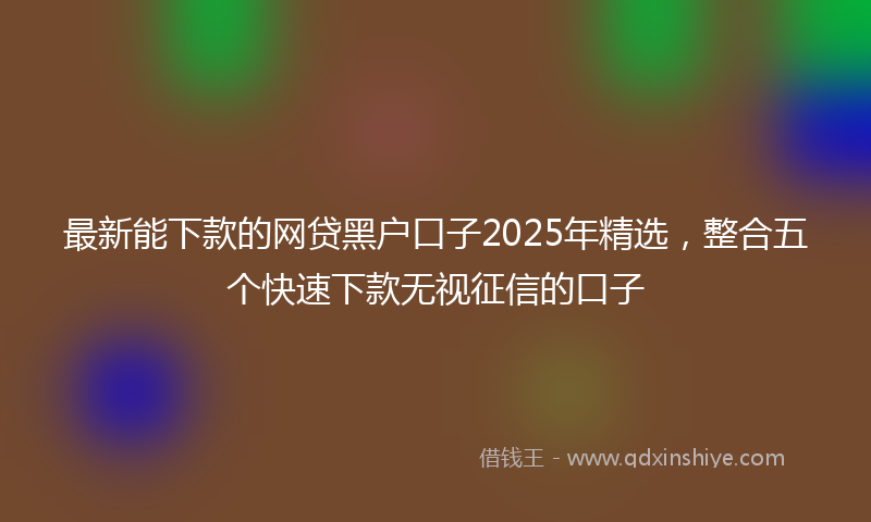 最新能下款的网贷黑户口子2025年精选，整合五个快速下款无视征信的口子