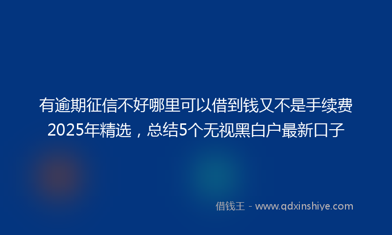 有逾期征信不好哪里可以借到钱又不是手续费2025年精选，总结5个无视黑白户最新口子