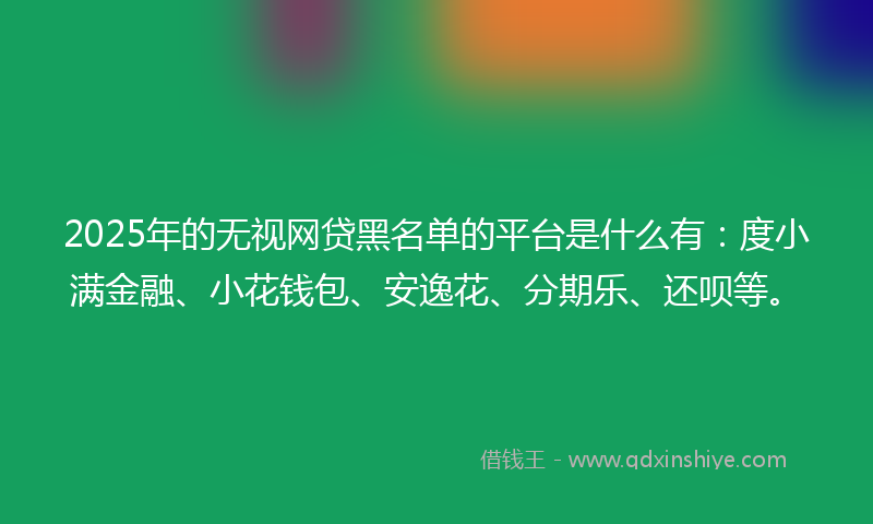 2025年的无视网贷黑名单的平台是什么有：度小满金融、小花钱包、安逸花、分期乐、还呗等。