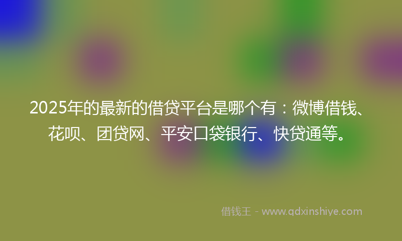 2025年的最新的借贷平台是哪个有：微博借钱、花呗、团贷网、平安口袋银行、快贷通等。