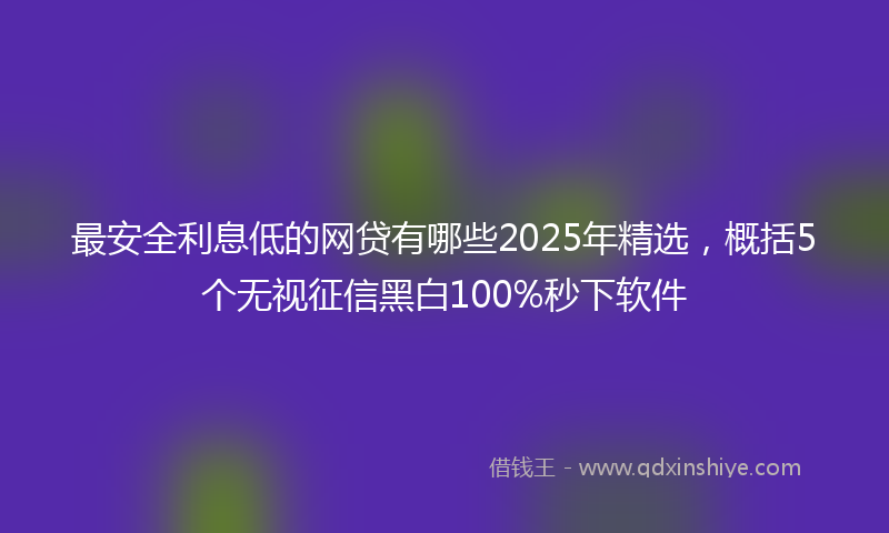 最安全利息低的网贷有哪些2025年精选，概括5个无视征信黑白100%秒下软件