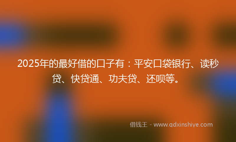 2025年的最好借的口子有：平安口袋银行、读秒贷、快贷通、功夫贷、还呗等。