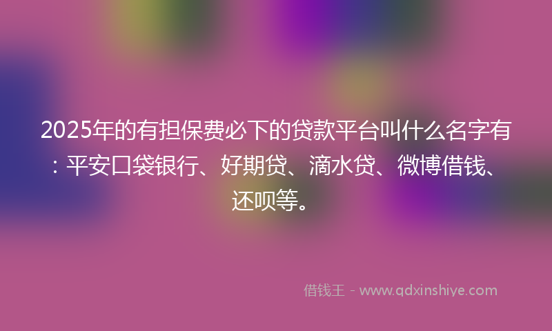 2025年的有担保费必下的贷款平台叫什么名字有：平安口袋银行、好期贷、滴水贷、微博借钱、还呗等。