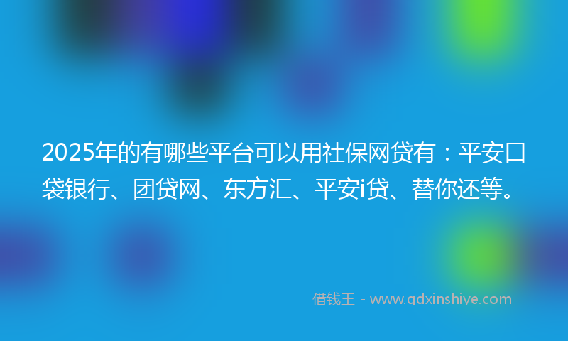2025年的有哪些平台可以用社保网贷有：平安口袋银行、团贷网、东方汇、平安i贷、替你还等。