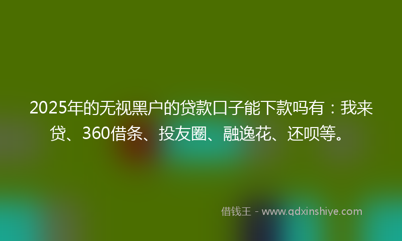 2025年的无视黑户的贷款口子能下款吗有：我来贷、360借条、投友圈、融逸花、还呗等。