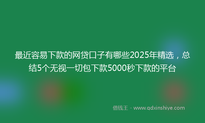 最近容易下款的网贷口子有哪些2025年精选，总结5个无视一切包下款5000秒下款的平台