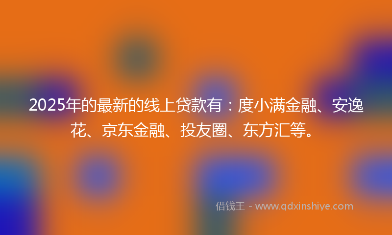 2025年的最新的线上贷款有：度小满金融、安逸花、京东金融、投友圈、东方汇等。