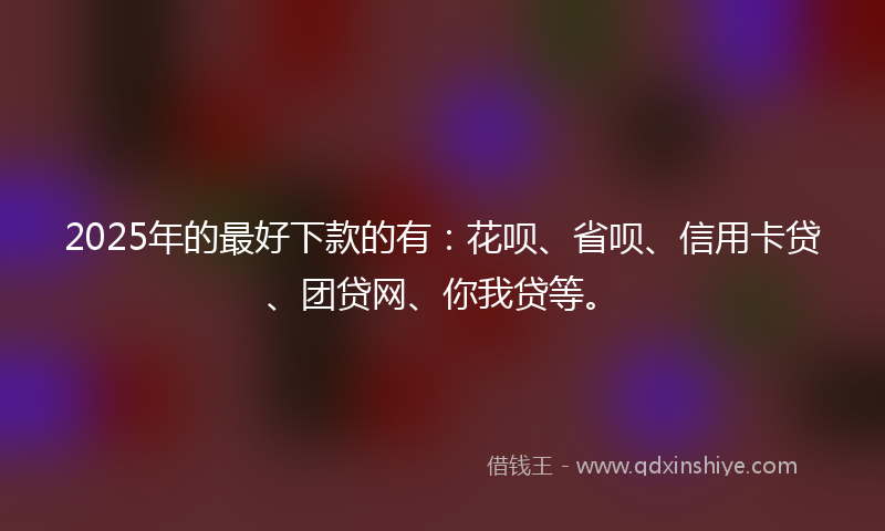 2025年的最好下款的有：花呗、省呗、信用卡贷、团贷网、你我贷等。