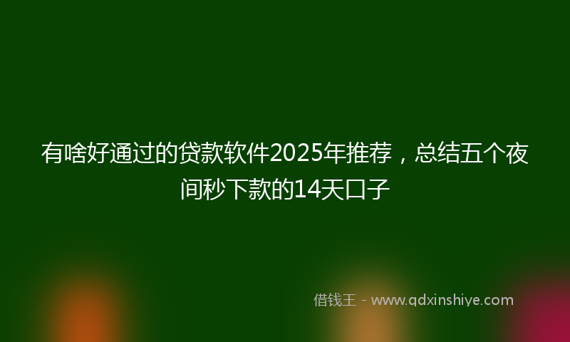 有啥好通过的贷款软件2025年推荐，总结五个夜间秒下款的14天口子