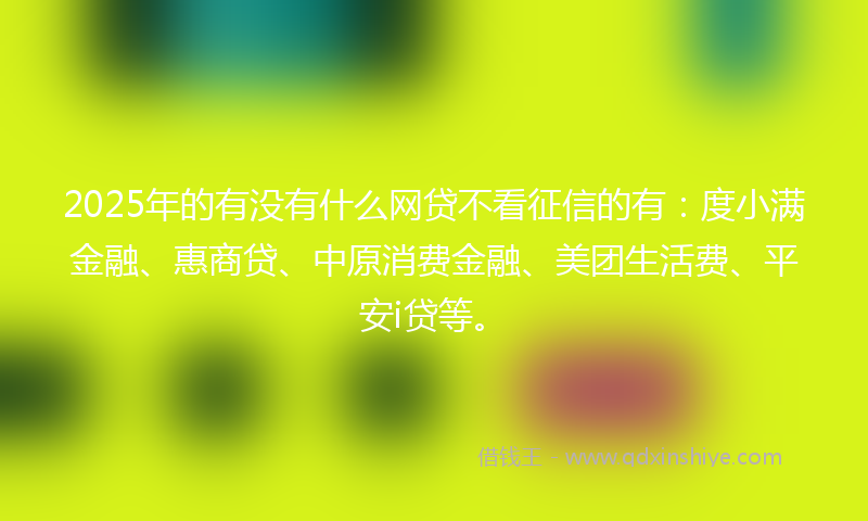 2025年的有没有什么网贷不看征信的有：度小满金融、惠商贷、中原消费金融、美团生活费、平安i贷等。