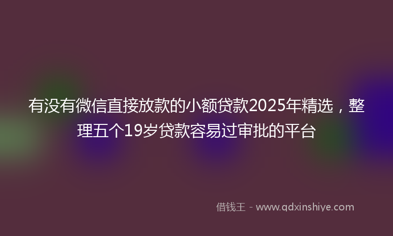 有没有微信直接放款的小额贷款2025年精选，整理五个19岁贷款容易过审批的平台