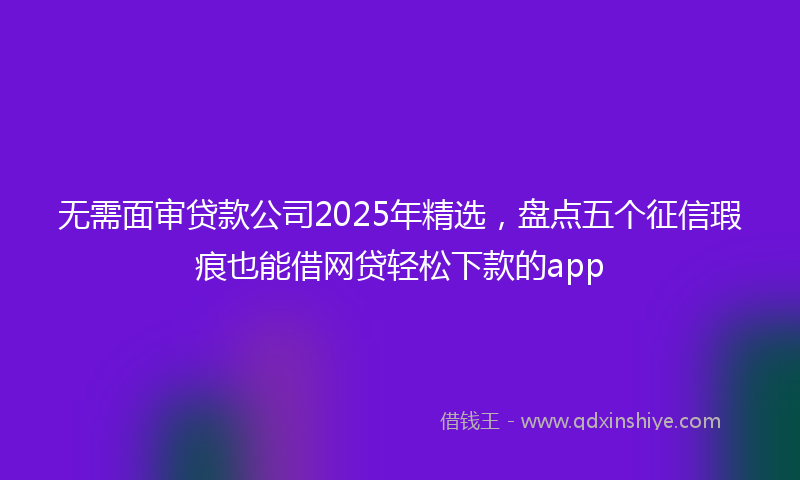无需面审贷款公司2025年精选，盘点五个征信瑕疵也能借网贷轻松下款的app