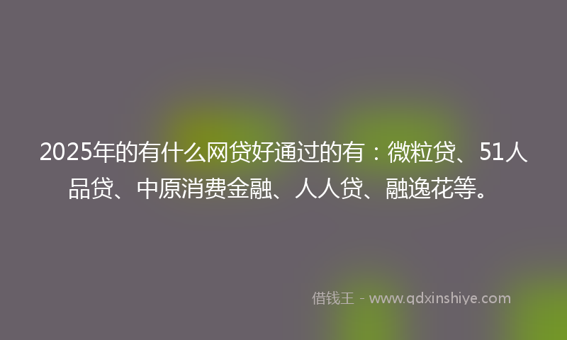2025年的有什么网贷好通过的有：微粒贷、51人品贷、中原消费金融、人人贷、融逸花等。