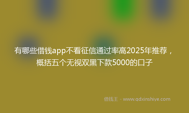 有哪些借钱app不看征信通过率高2025年推荐，概括五个无视双黑下款5000的口子