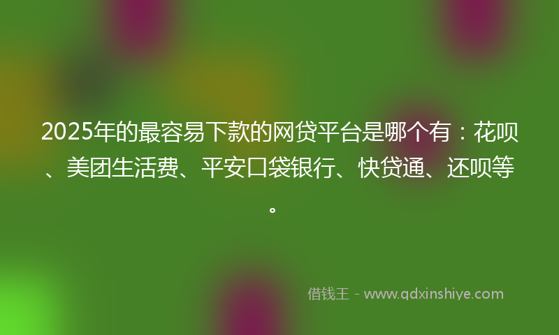 2025年的最容易下款的网贷平台是哪个有：花呗、美团生活费、平安口袋银行、快贷通、还呗等。