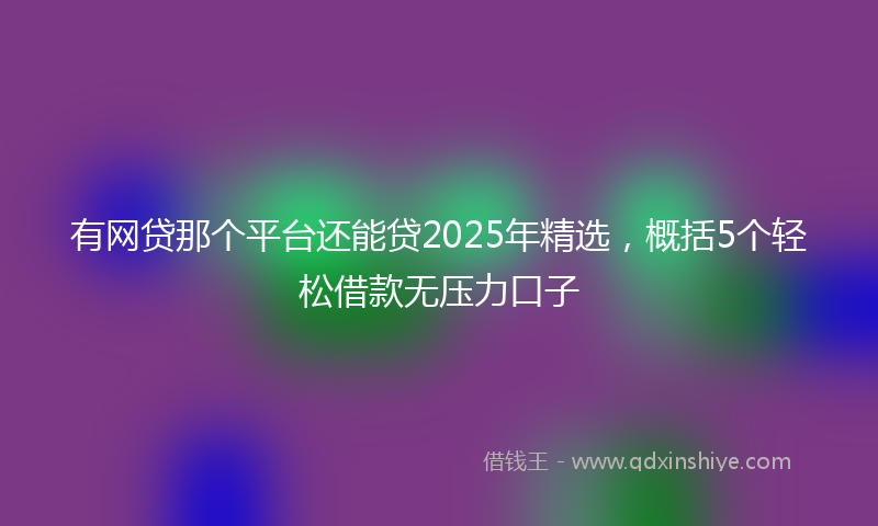 有网贷那个平台还能贷2025年精选，概括5个轻松借款无压力口子