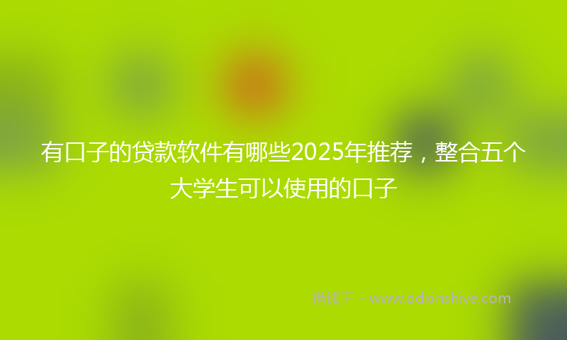 有口子的贷款软件有哪些2025年推荐，整合五个大学生可以使用的口子