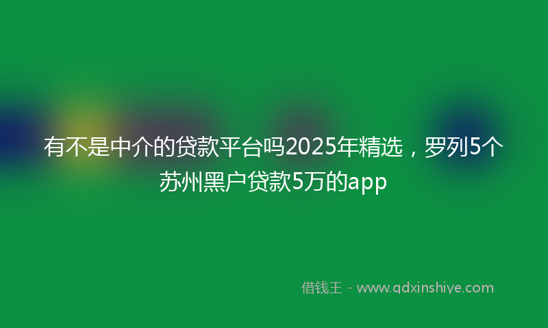 有不是中介的贷款平台吗2025年精选，罗列5个苏州黑户贷款5万的app